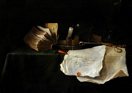 Jacob Jacobsz. de Wet (1640-1697) (attributed to) - A Vanitas Still Life with a Jacobite Inscription - 290376 - National Trust