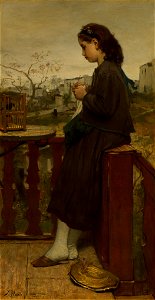 Jacob Maris - Girl knitting on a balcony, Montmartre - Google Art Project