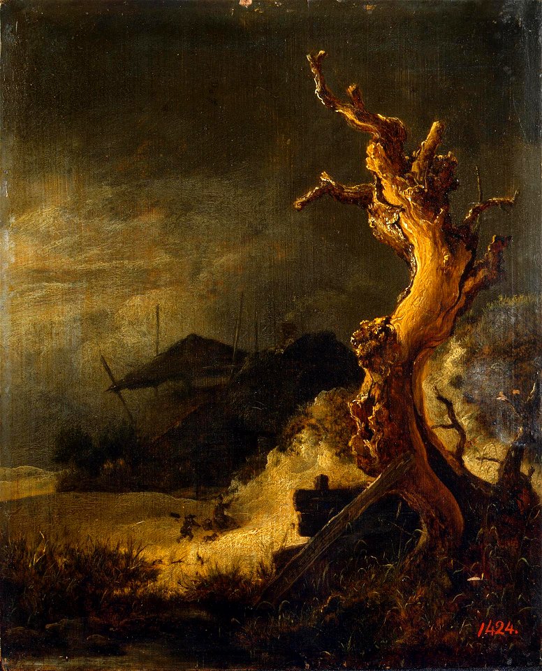 Jacob van Ruisdael - Winter landscape with dead tree