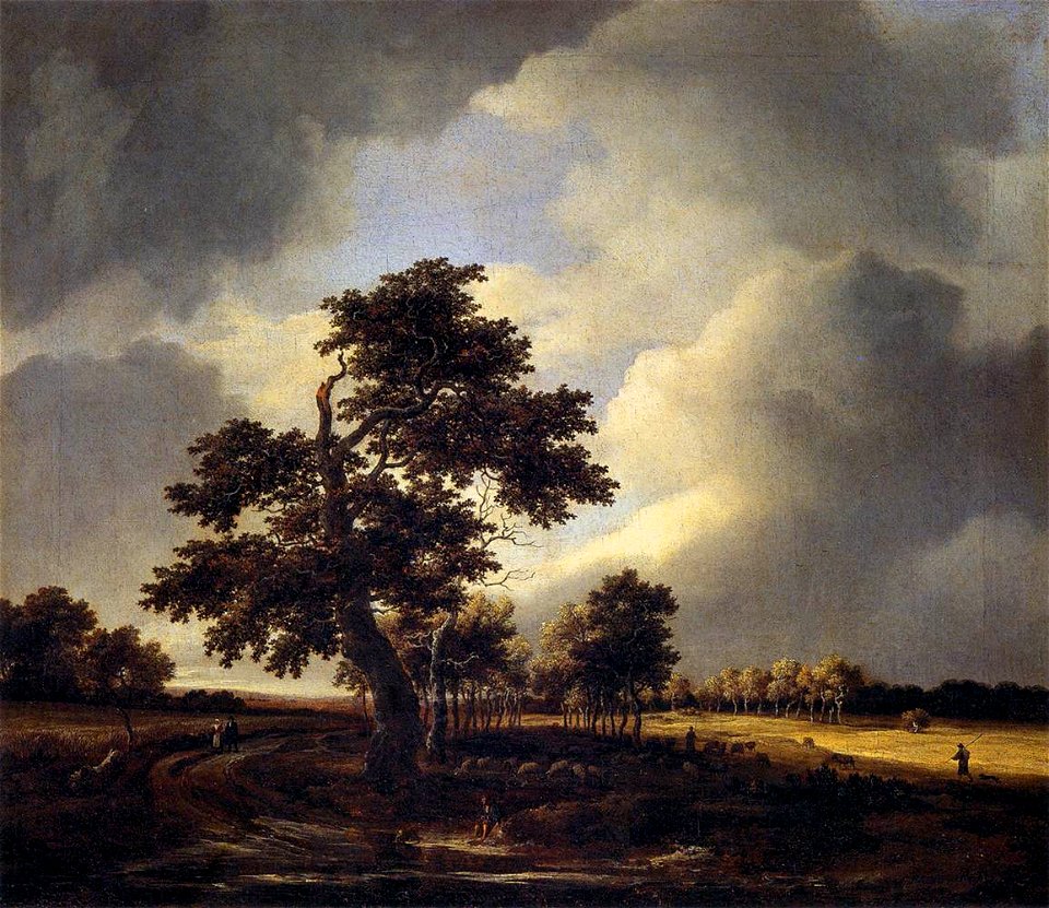 Jacob Isaacksz. van Ruisdael - Landscape with Shepherds and Peasants - WGA20501