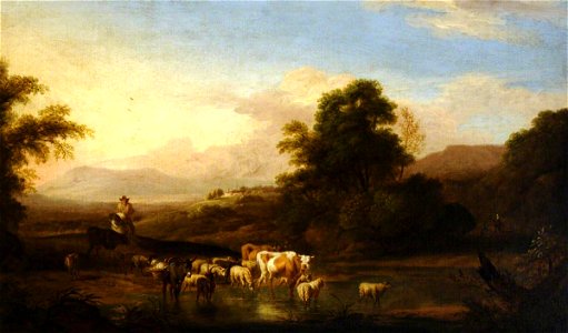Jacob van der Does the elder (1623-1673) - Cattle and Sheep Watering - 290231 - National Trust
