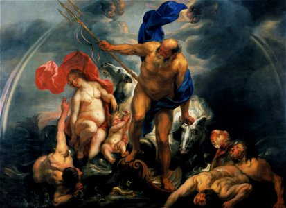 Jacob Jordaens - Neptune and Amphitrite in the storm, 1644. Free illustration for personal and commercial use.