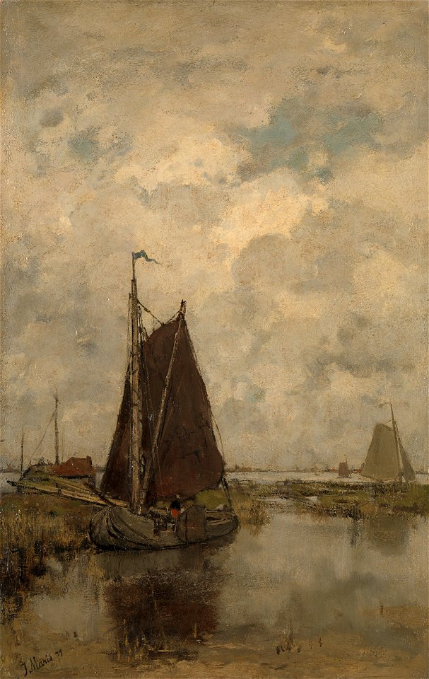 Jacob Maris - Grauwe dag met schepen