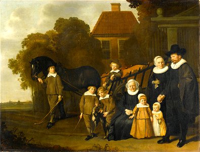 Jacob van Loo - De familie Meebeeck Cruywagen bij de poort van hun buitenhuis aan de Uitweg bij Amsterdam - 1471 - Amsterdam Museum