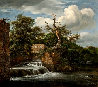 Jacob van Ruisdael - Landscape with a mill-run and ruins - Google Art Project