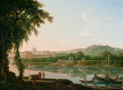 Jacob More - A distant view of Rome across the Tiber - Google Art Project. Free illustration for personal and commercial use.