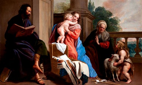 Jacob van Oost (I) - The Holy Family with St John and St Elizabeth. Free illustration for personal and commercial use.