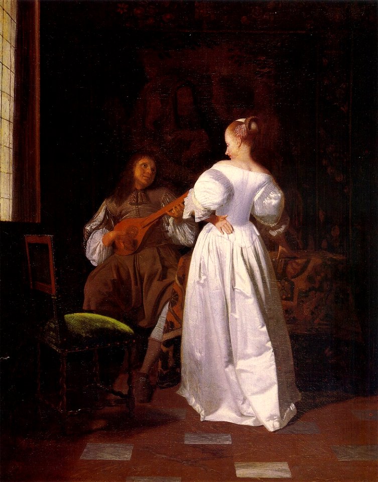 Jacob Ochtervelt - Cisterspeler en een jonge vrouw in een interieur - 1625-2017-18 - Hermitage Museum