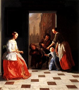 Jacob Ochtervelt - Street Musicians at the Doorway of a House - WGA16622
