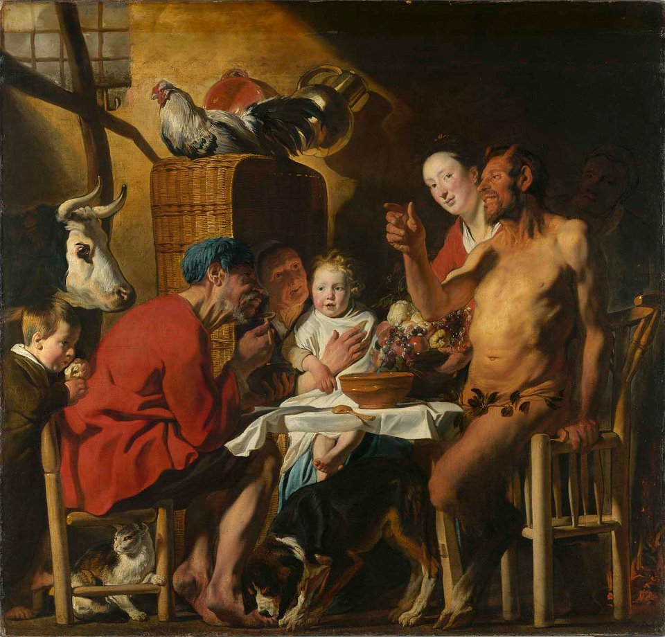 Jacob Jordaens - Satyr at the Peasant's House - WGA12002