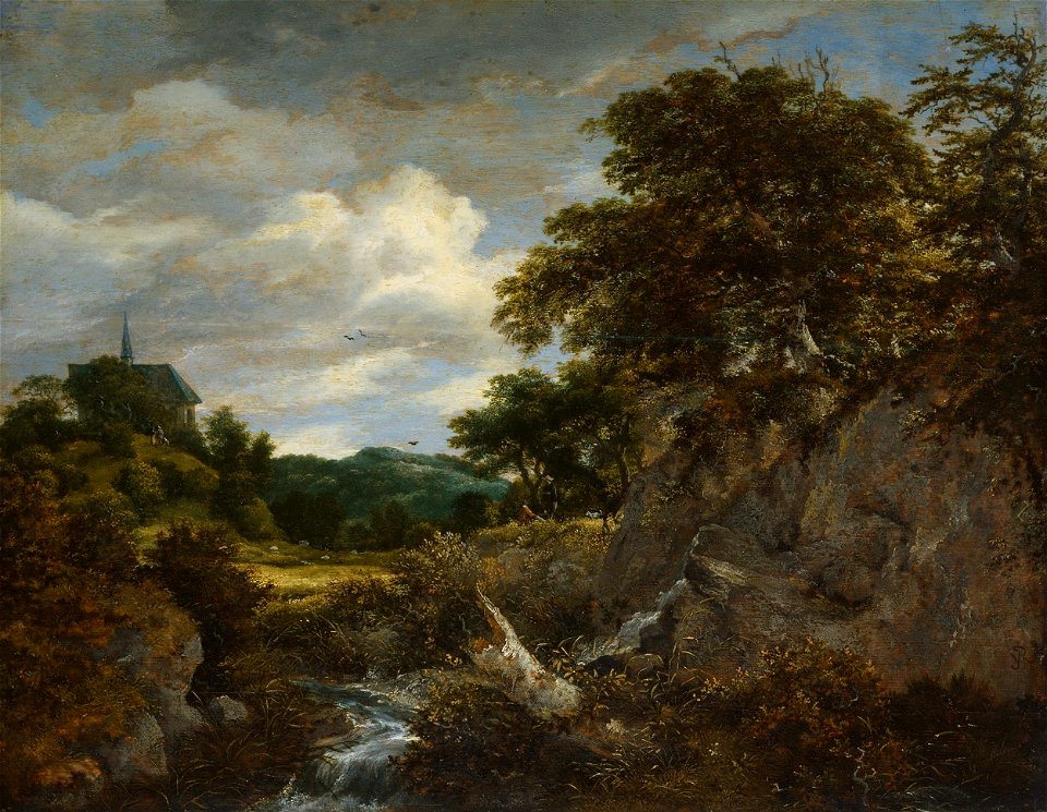 Jacob van Ruisdael - Hilly Landscape with Chapel HK-144