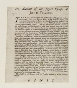 Jacobite broadside - Account of the signal escape of John Faser