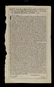 Jacobite broadside - Copy of the right honourable Lord Lovat's letter,