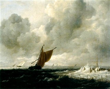 Jacob Isaacksz. van Ruisdael - Stormy Sea with Sailing Boats - WGA20494