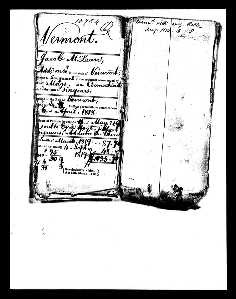 Jacob McLean app for retirement Revolutionary war
