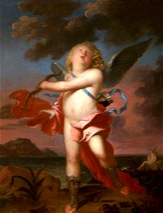 Jacob Huysmans (after Anthony van Dyck) - Cupid Preparing His Bow. Free illustration for personal and commercial use.