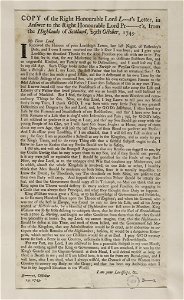 Jacobite broadside - Copy of the right honourable Lord Lovatt's letter