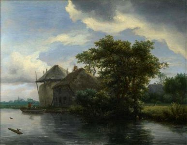 Jacob van Ruisdael - Rivierlandschap met een huis en hooiberg - NG2565 - National Gallery