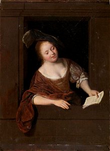 Jacob Ochtervelt - Jonge vrouw zingend in een venster - 626 - Hermitage Museum