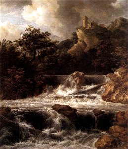 Jacob Isaacksz. van Ruisdael - Waterfall with Castle Built on the Rock - WGA20505