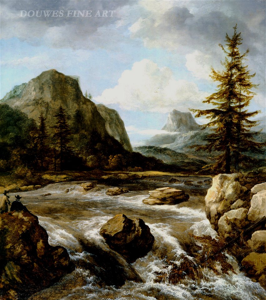 Jacob van Ruisdael - A painter's Viewpoint in a Rocky Landscape near a Waterfall