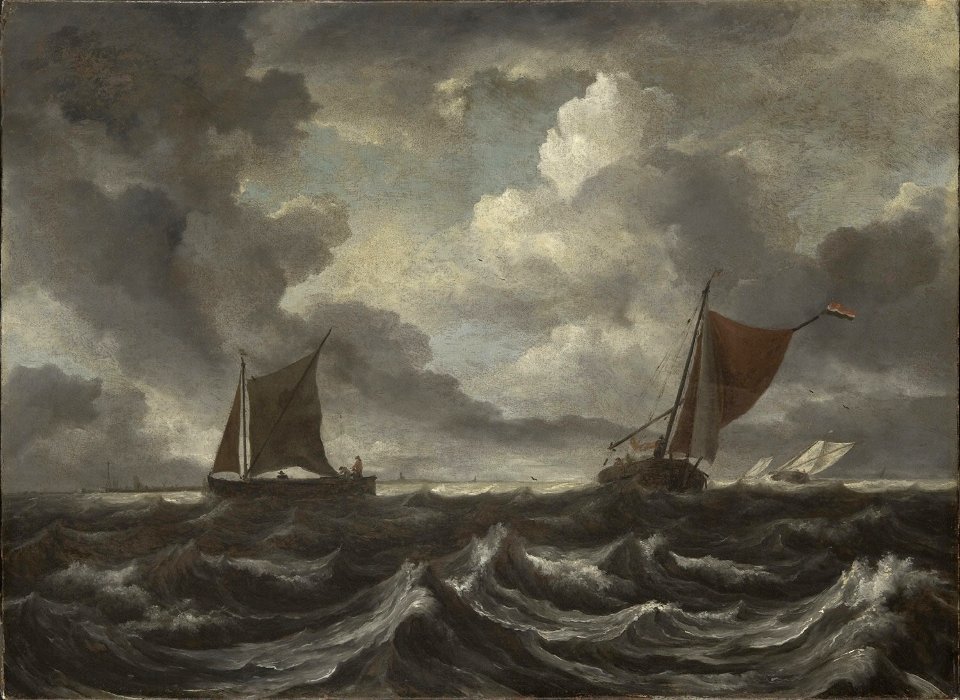 Jacob van Ruisdael - Boats on a Stormy Sea