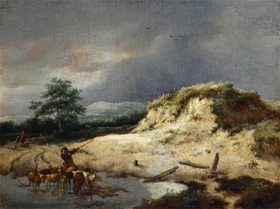 Jacob van Ruisdael - Dune Landscape with Shepherd and his Flock
