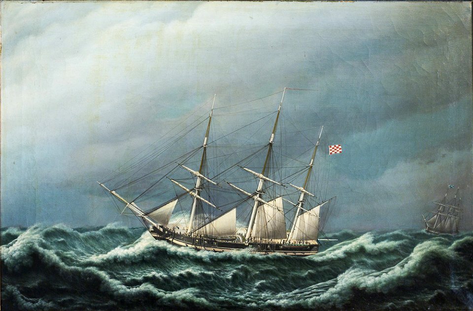 Jacob Petersen - To danske fregatter i en storm signalerer med hinanden - KMS229 - Statens Museum for Kunst