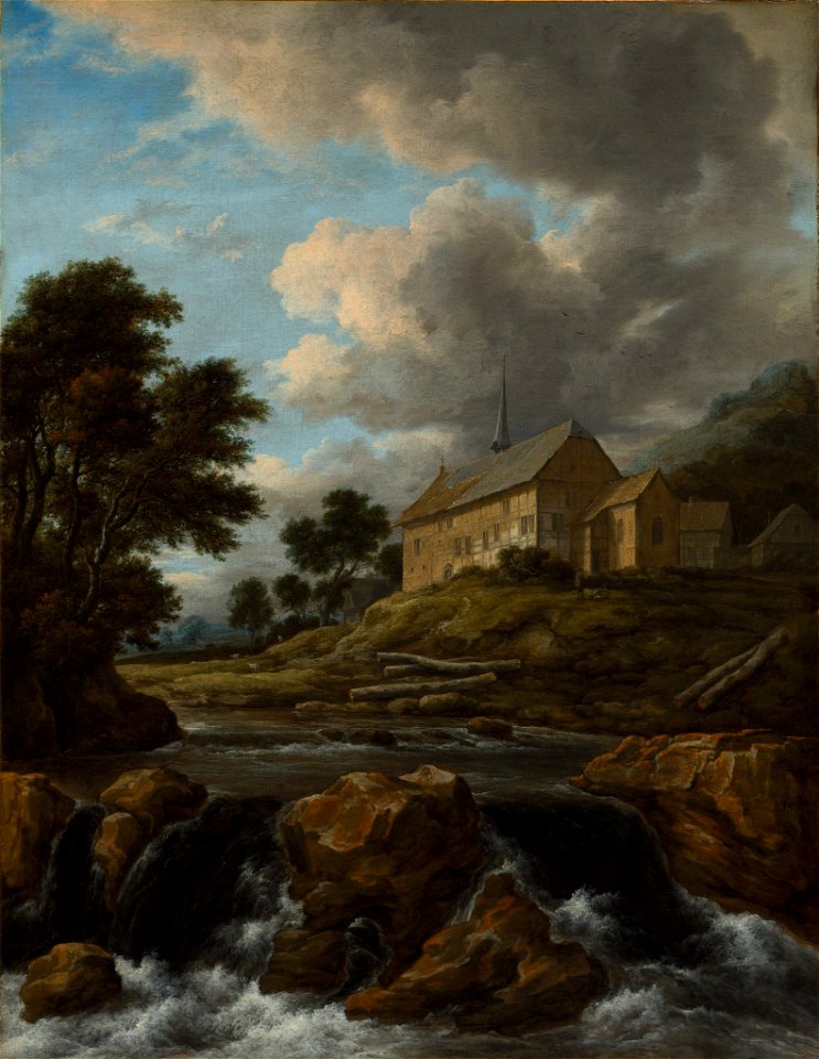 Jacob van Ruisdael - Landscape with a Church by a Torrent - 1962.256 - Cleveland Museum of Art