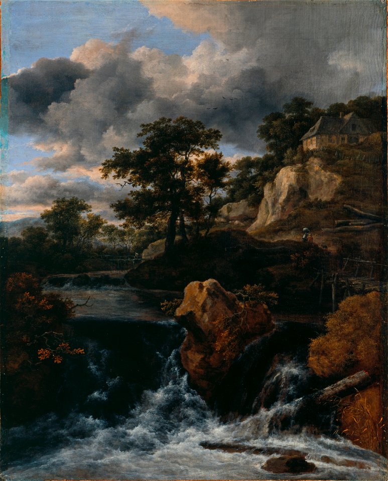 Jacob van Ruisdael - Huegellandschaft mit Wasserfall - 1665-70, Leinwand,70.7x56.4cm-Landesmuseum Hannover