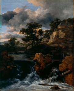 Jacob van Ruisdael - Huegellandschaft mit Wasserfall - 1665-70, Leinwand,70.7x56.4cm-Landesmuseum Hannover