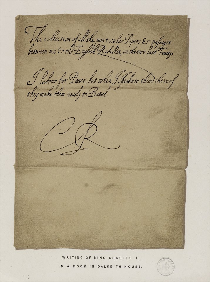 Jacobite broadside - Facsimile of some notes by Charles I, in a book in Dalkeith House