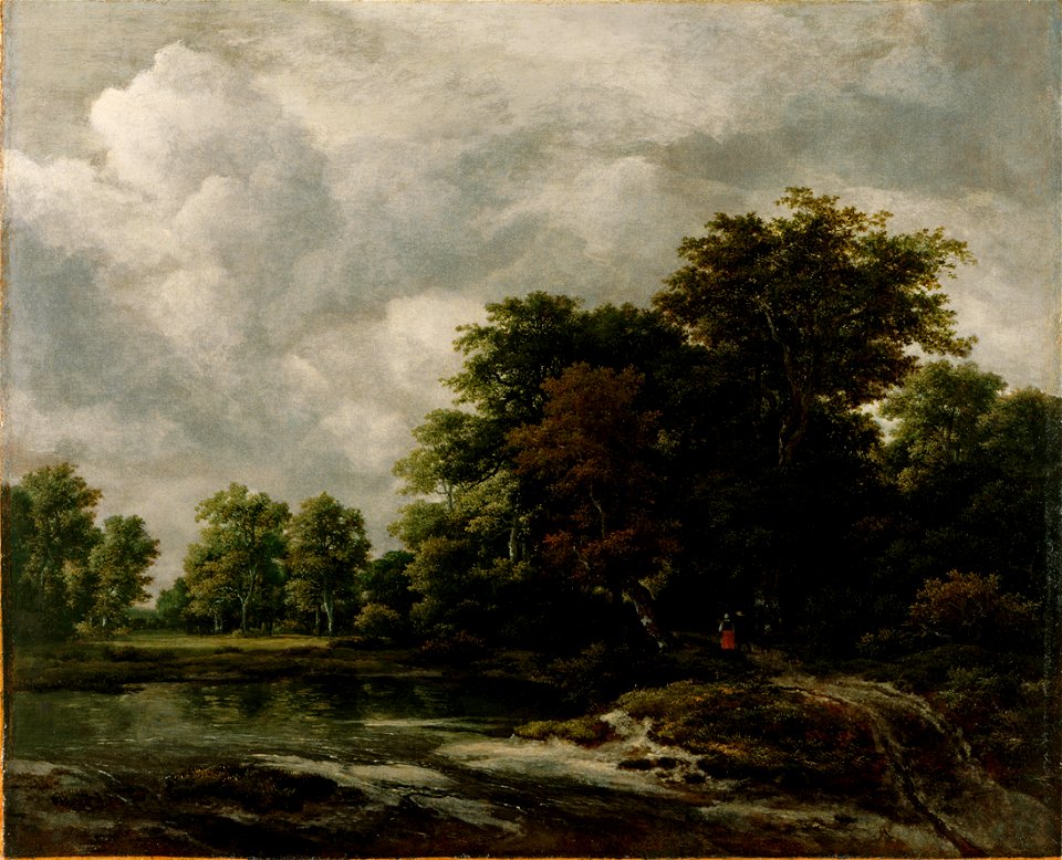 Jacob van Ruisdae - Wald nahe einem Weiher nach 1650 Oel auf Leinwand 59 x 72 5 cm C landesmuseum Hannover