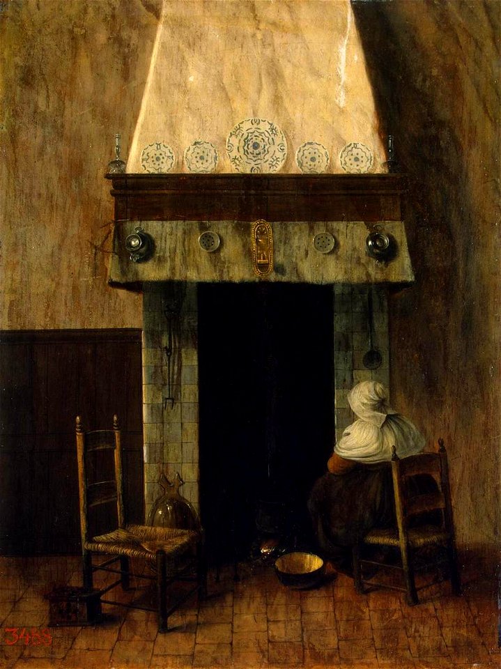 Jacob Vrel - An Old Woman by a Fireplace - WGA25389