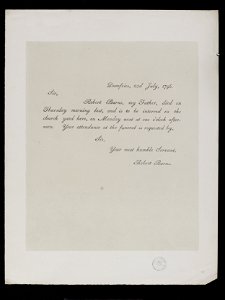 Jacobite broadside - Letter by Robert Burns' son Robert
