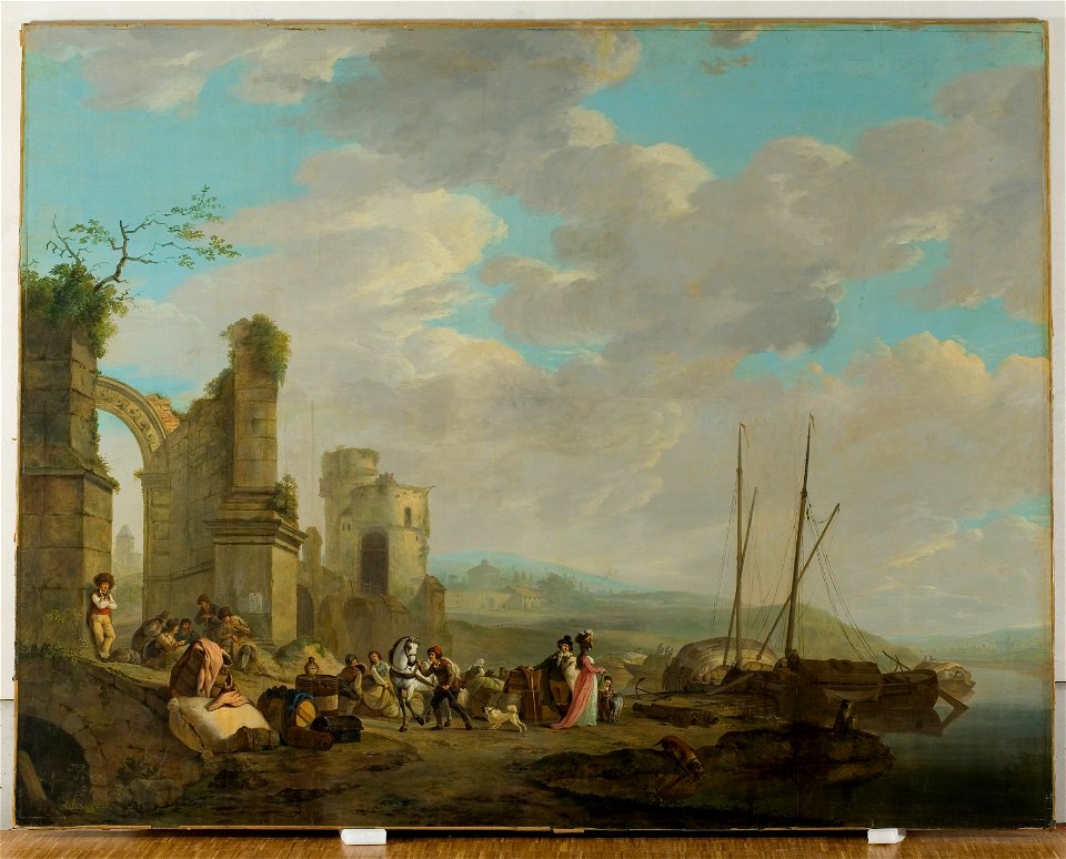 Jacob van Strij - Kustlandschap met figuren bij een ruïne - 4244 - Rijksmuseum Twenthe