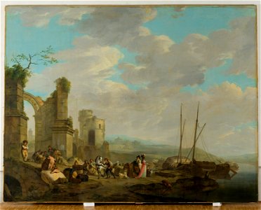 Jacob van Strij - Kustlandschap met figuren bij een ruïne - 4244 - Rijksmuseum Twenthe