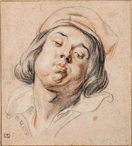 Jacob Jordaens - The head of a piper. Study for As the old sang, so the young pipe