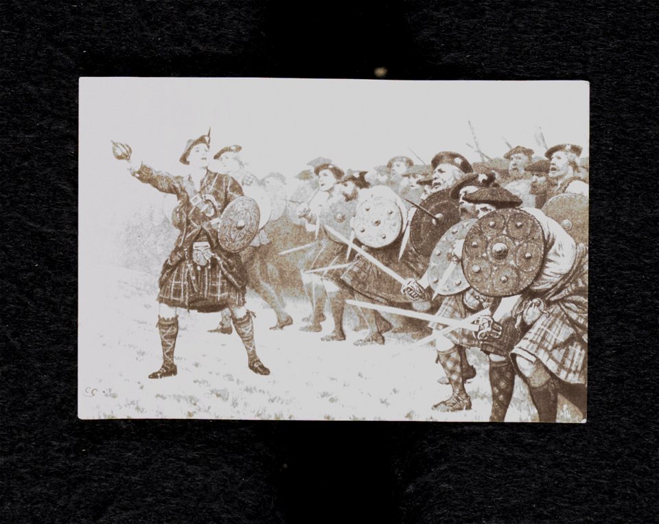 Jacobite broadside - Photographic reproduction of the frontispiece to the Dryburgh edition of 'Waverly,' showing a charge by highlanders