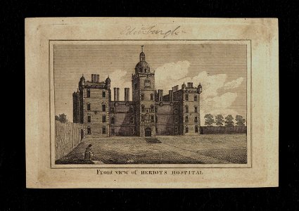 Jacobite broadside - Front view of Heriots Hospital