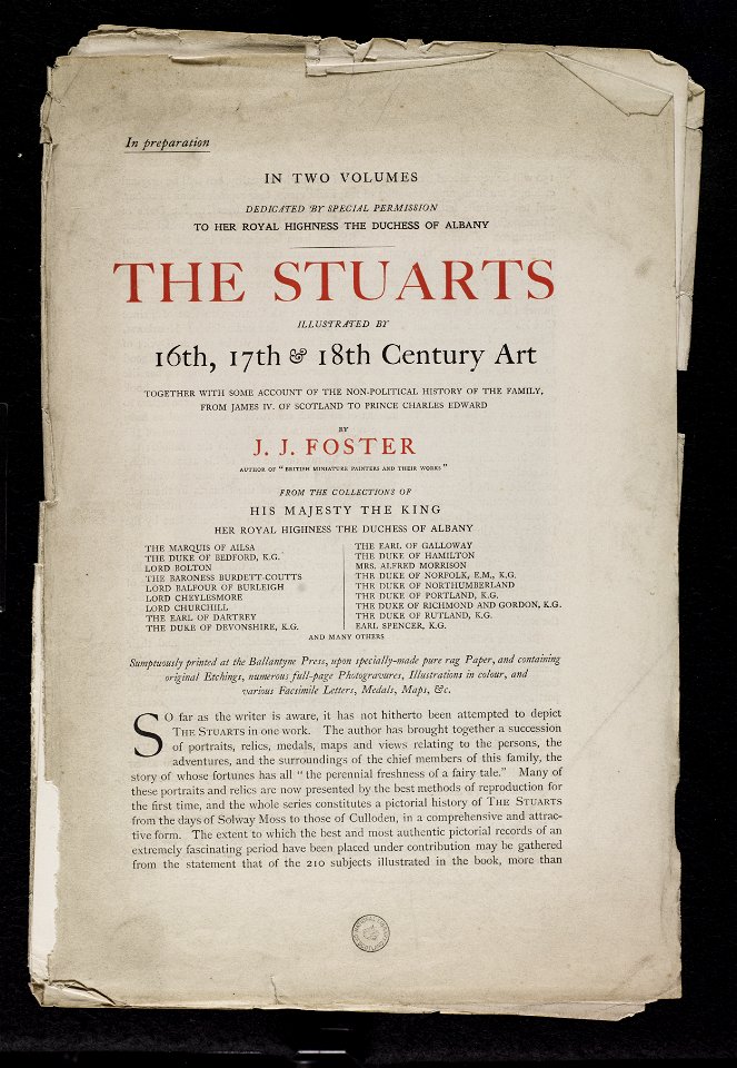 Jacobite broadside - Stuarts- illustrated by 16th, 17th, 18th century art