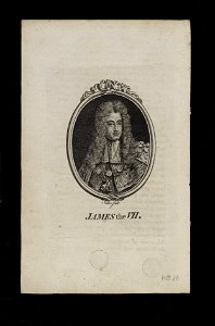 Jacobite broadside - Portrait of James VII, removed from a printed bookl
