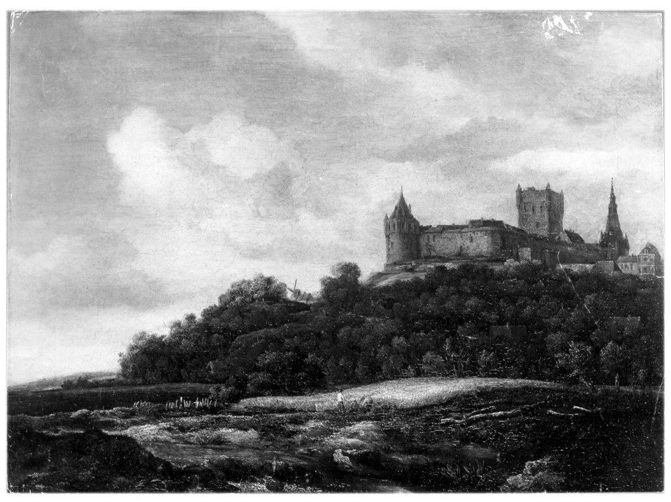 Jacob van Ruisdael - Gezicht op Kasteel Bentheim met aan de voet van de heuvel een korenveld