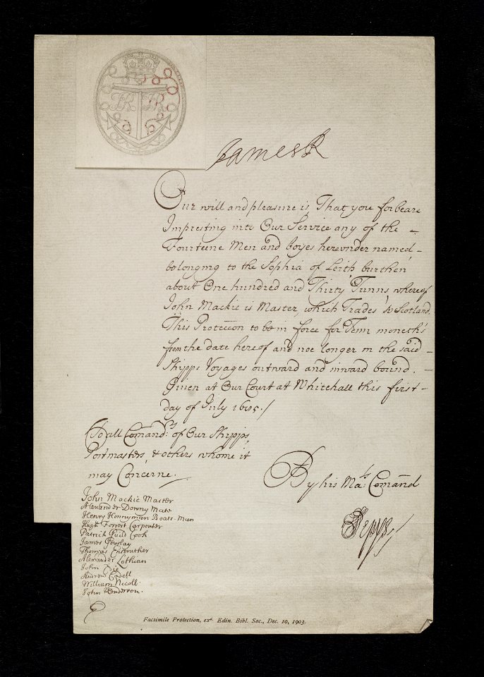 Jacobite broadside - Facsimile of a letter by James VI-I
