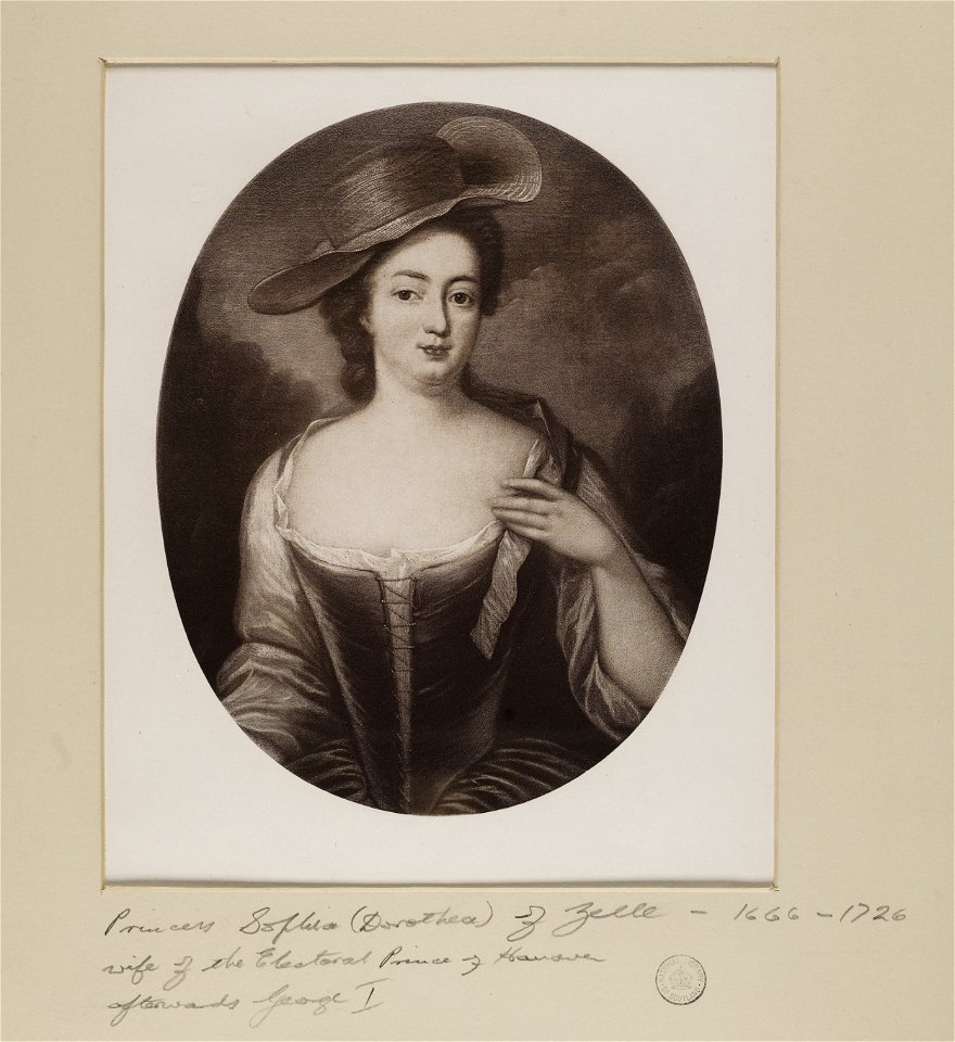 Jacobite broadside - Portrait of Sophia (Dorthea) of Zelle (1666-1726) 02
