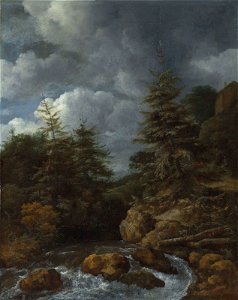 Jacob van Ruisdael - A river landscape with fir trees by a cascade 2017 NYR 13874 0154