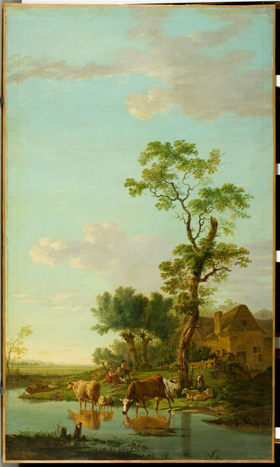 Jacob van Strij - Landschap met in een plas wadende koeien - 4246 - Rijksmuseum Twenthe