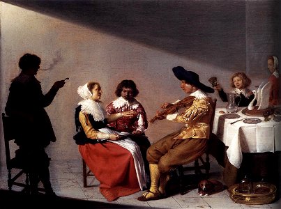 Jacob van Velsen - A Musical Party - WGA24545. Free illustration for personal and commercial use.