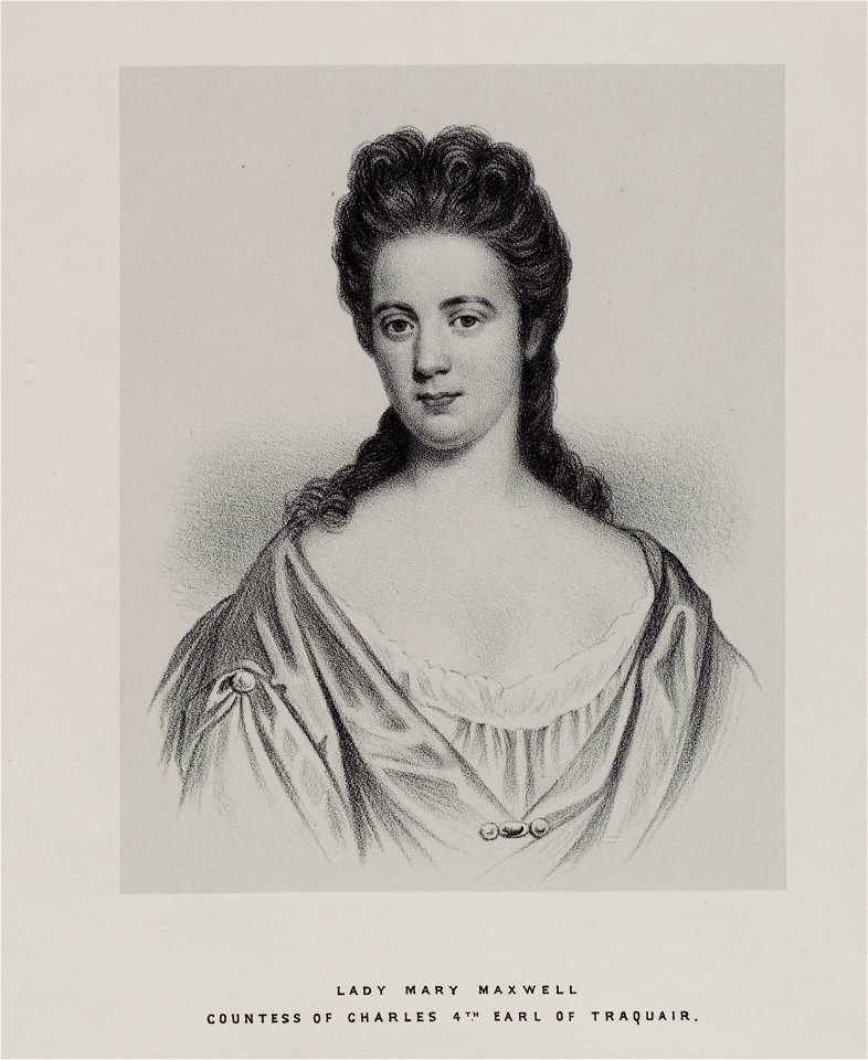 Jacobite broadside - Portrait Lady Mary Maxwell, Countess of Charles 4th Earl of Traquair