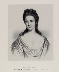 Jacobite broadside - Portrait Lady Mary Maxwell, Countess of Charles 4th Earl of Traquair